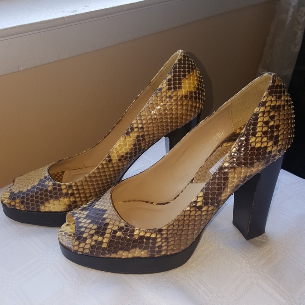 Michael Kors 5 Python Snake Print Tan Leather - image 2